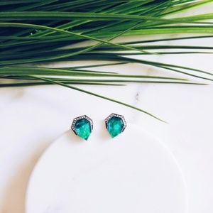 Green Stone Dainty Crystal Studs & Tiny CZ's